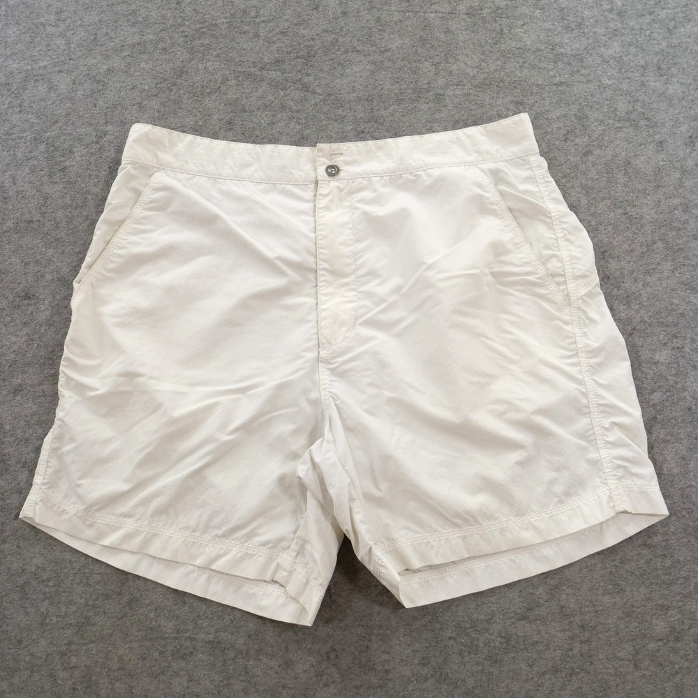 Comme des Garcons Shorts Mens Large Off White Nylon Blend Casual Flat Front
